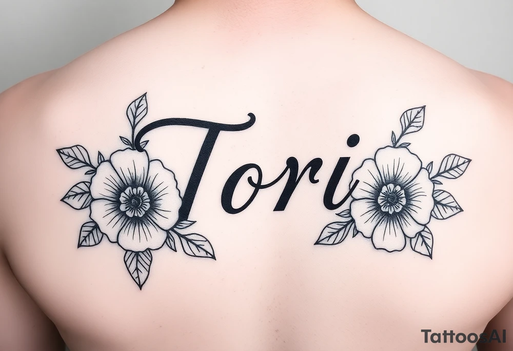 Name Tori with flowers tattoo idea