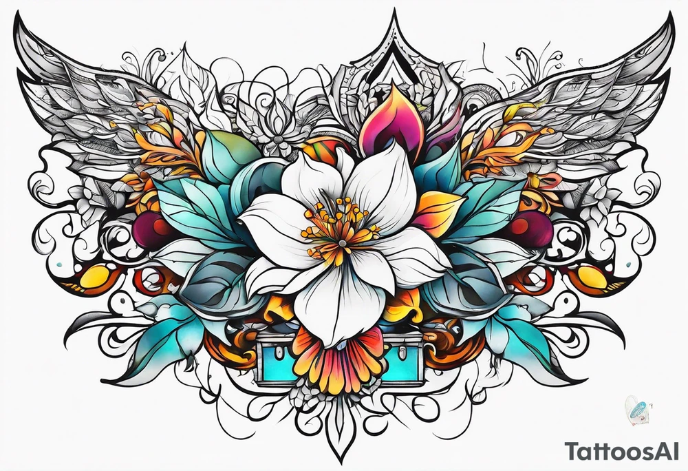 Flower chest piece tattoo idea