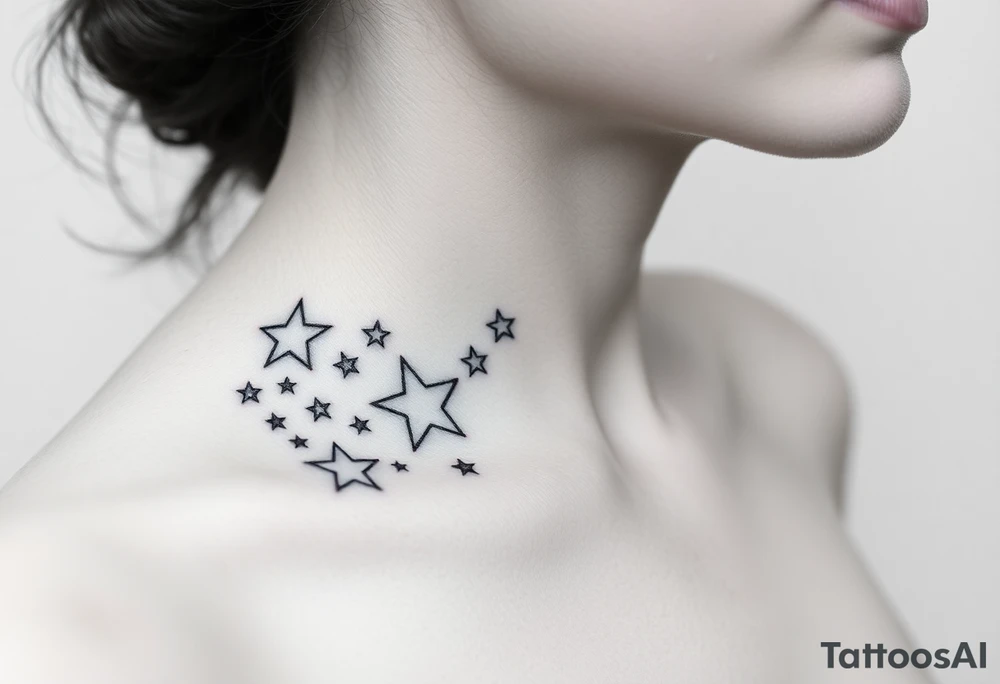 Stars wrapping collarbone tattoo idea