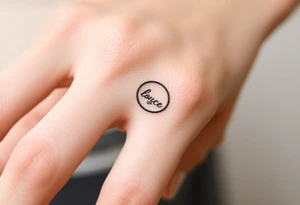 simple and elegant black ring with a delicate engraving of the wedding date or the partners' initials tattoo idea