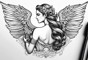 Greek goddess iris with wings coming from her back tattoo idea