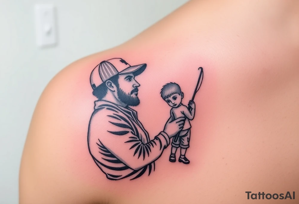 Father and son fishing tattoo idea