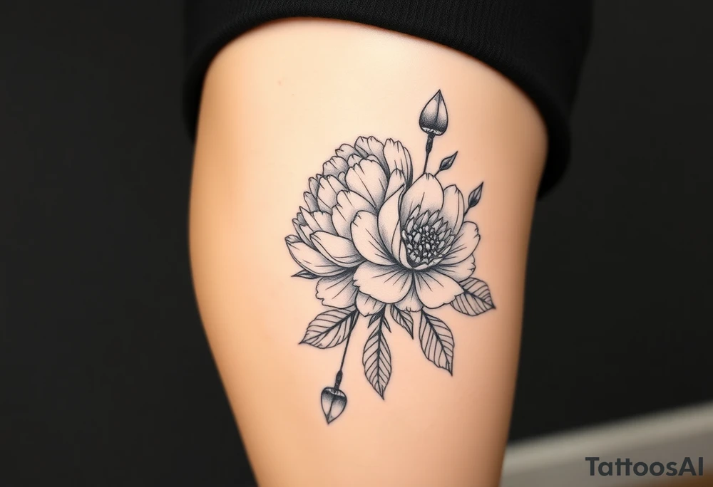 peonies and honey combs tattoo idea