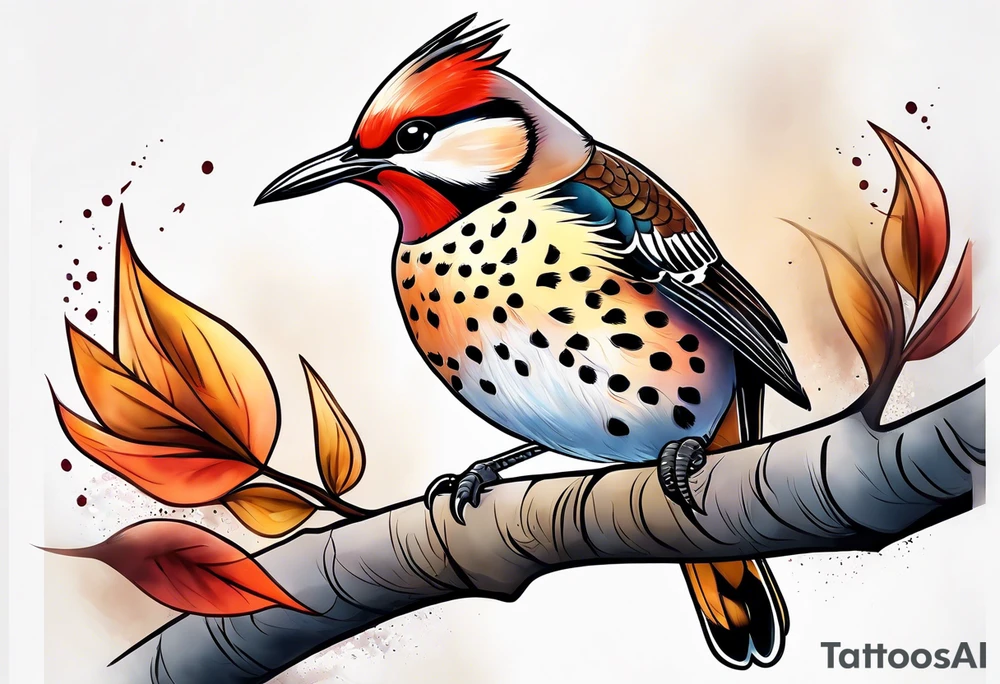 Flicker bird with baby tattoo idea