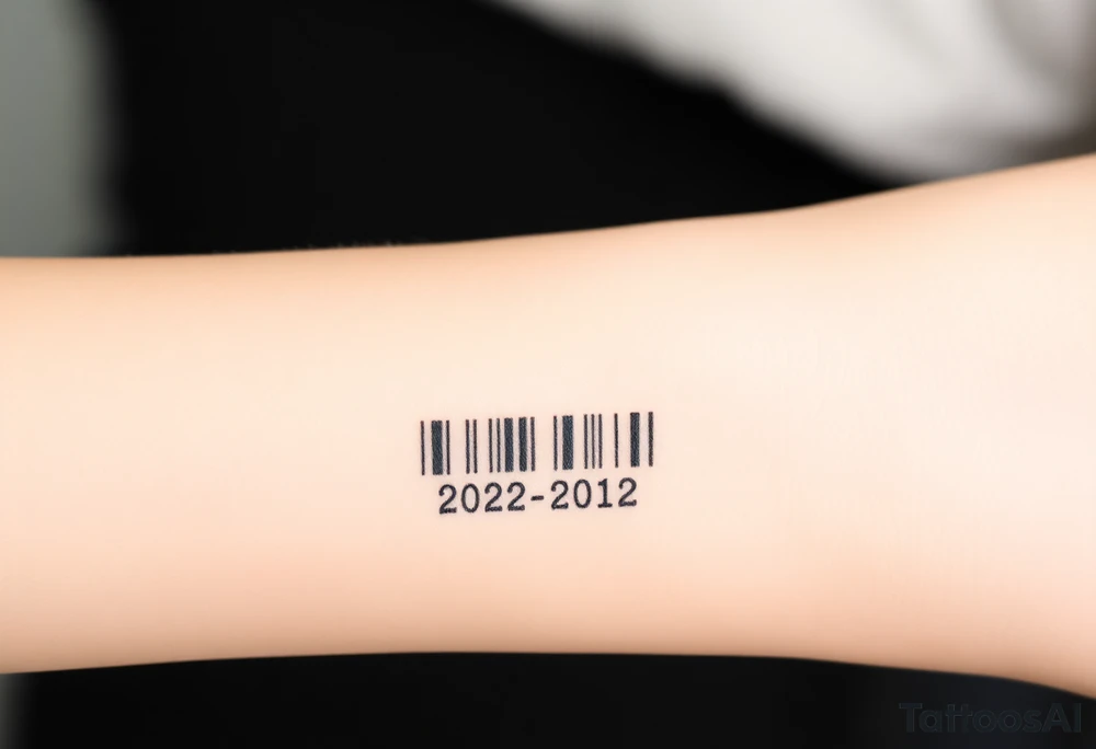 minimalist barcode with the couple’s wedding date (22 - 12 - 2012) hidden in the numbers under barcode tattoo idea