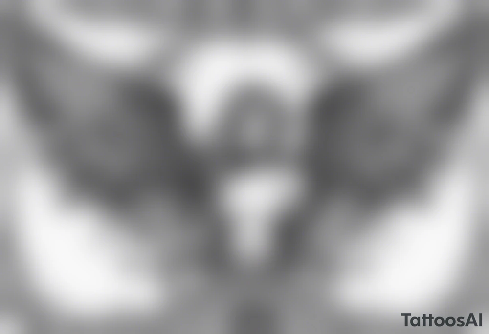 the word Glenn on a banner and angel wings tattoo idea