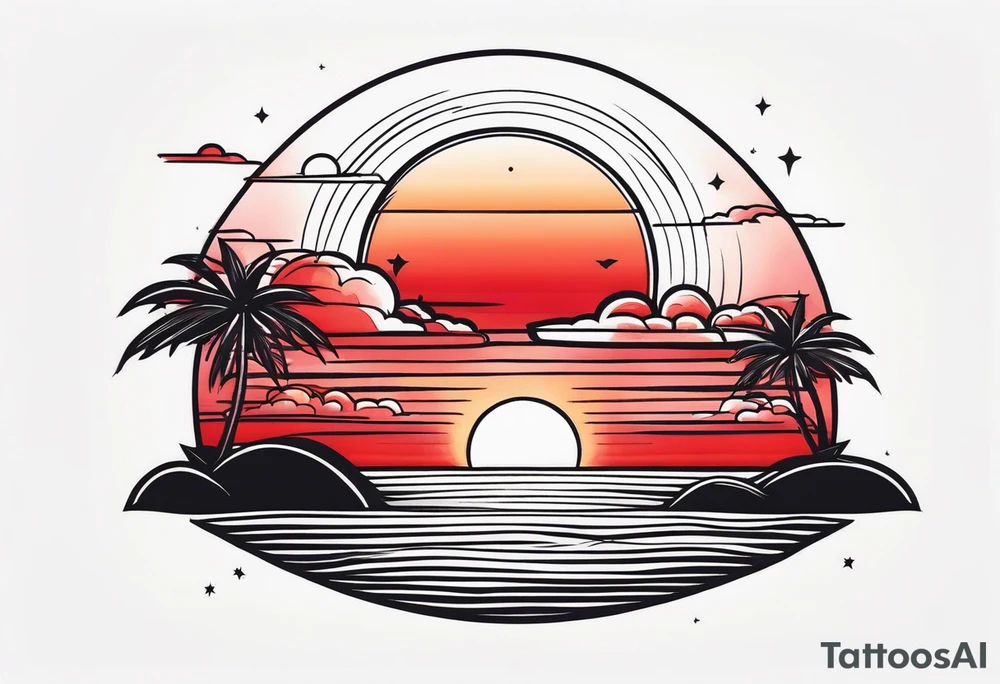 red sunset tattoo idea