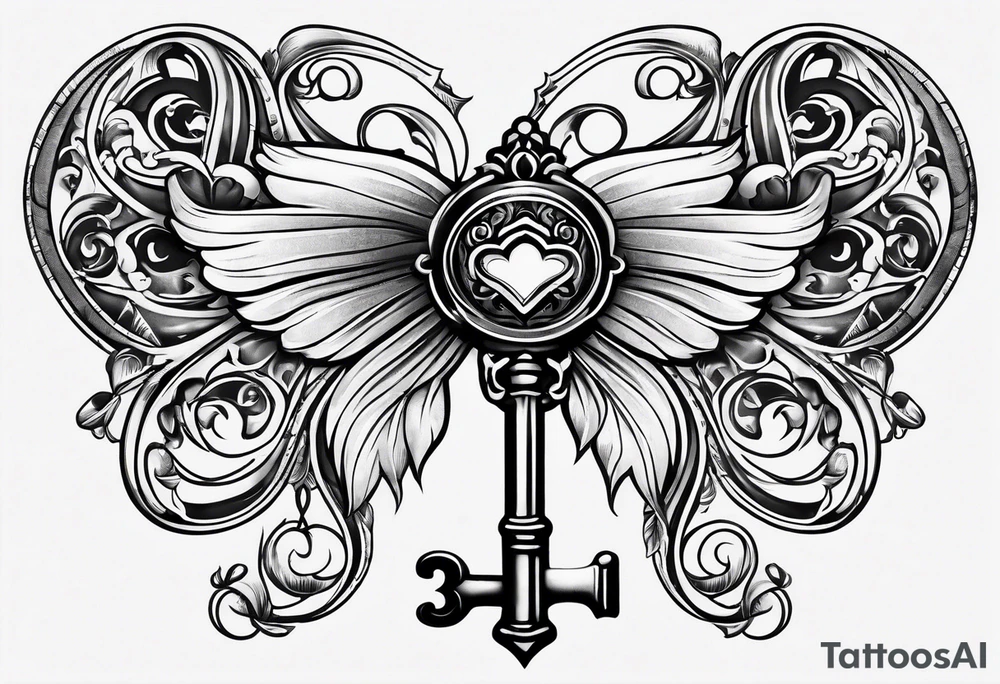 A simple, vintage key symbolizing love tattoo idea