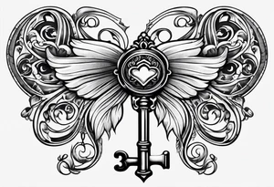 A simple, vintage key symbolizing love tattoo idea