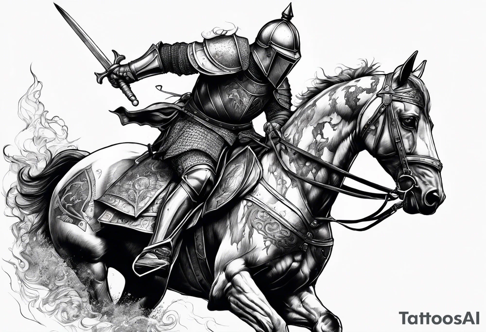 Wounded knight in battle tattoo idea