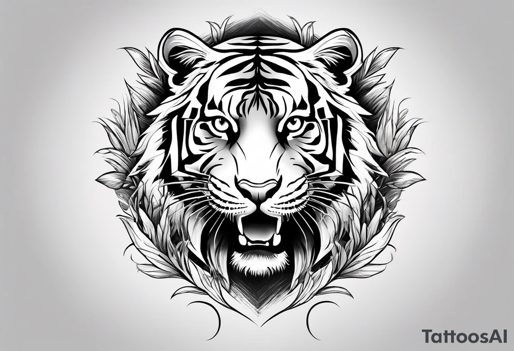Tiger in the grass, staring ahead tattoo idea