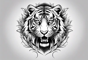 Tiger in the grass, staring ahead tattoo idea