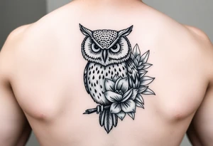 Owl with Succulent tattoo idea