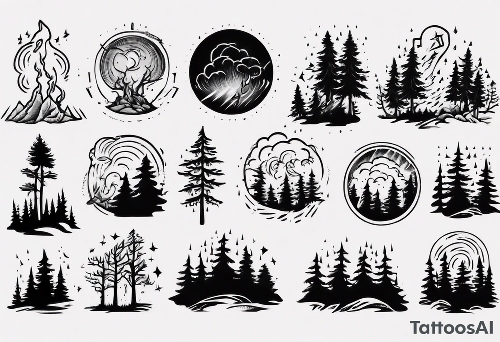 lightning storm over forest tattoo idea