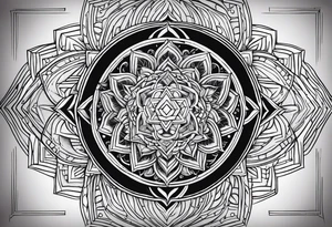 anahata, merkaba, mandala, geometric, cosmic tattoo idea