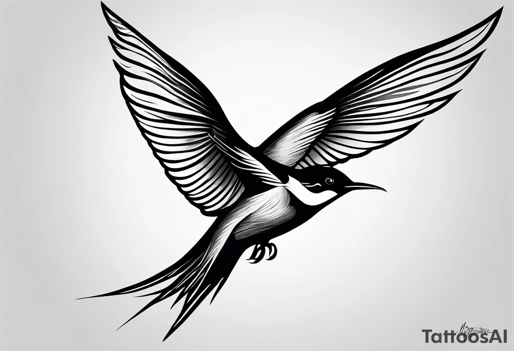 Design a forearm tattoo featuring a minimalist swallows in flight, symbolizing freedom and new beginnings tattoo idea