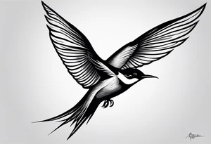 Design a forearm tattoo featuring a minimalist swallows in flight, symbolizing freedom and new beginnings tattoo idea