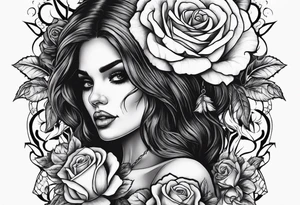 Death women with roses tattoo idea