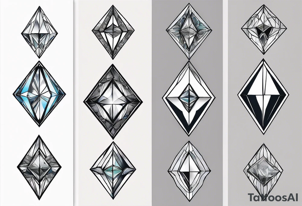simple line tattoo of elongated diamond split down the middle vertically into 2 mirror image shapes tattoo idea