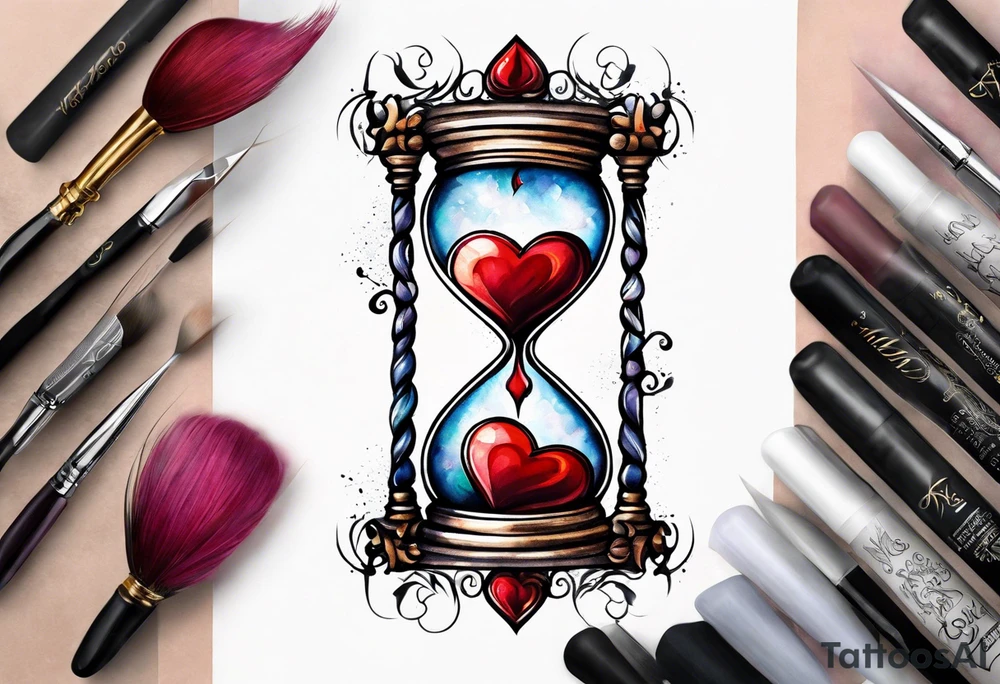 Heart hourglass tattoo idea
