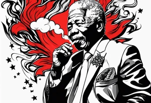 Nelson Mandela smoking cigarette tattoo idea