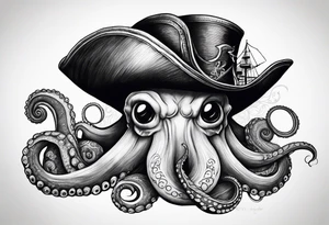 Pirate hat, octopus, snail tattoo idea