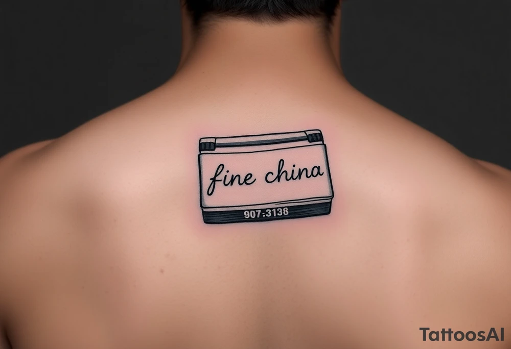 Matchbook with phone number on inside with the words “fine china” as the signature tattoo idea