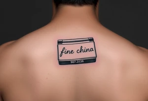 Matchbook with phone number on inside with the words “fine china” as the signature tattoo idea