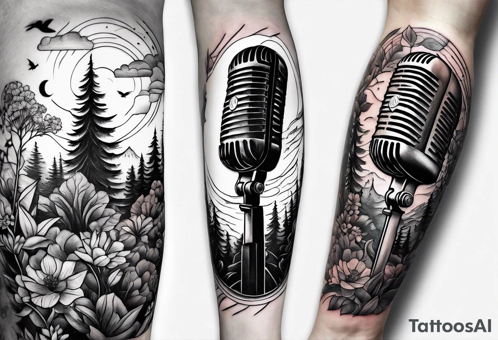 A microphone in nature tattoo idea