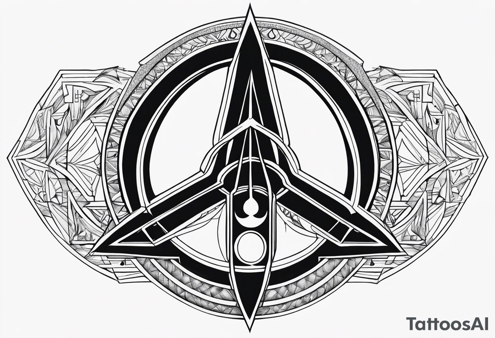 Symbol of Jedi, symbol of Crescent moon downward, symbol of peace, symbol of Atheist, symbol of freedom all combined into one tattoo idea