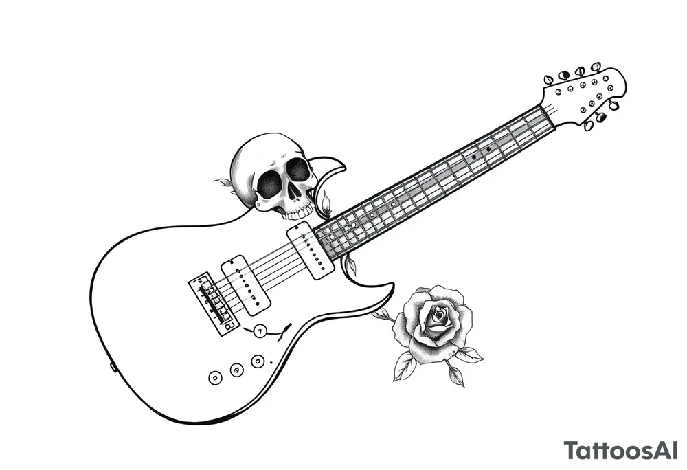 Electric guitar with skulls and roses tattoo idea