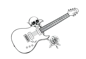 Electric guitar with skulls and roses tattoo idea