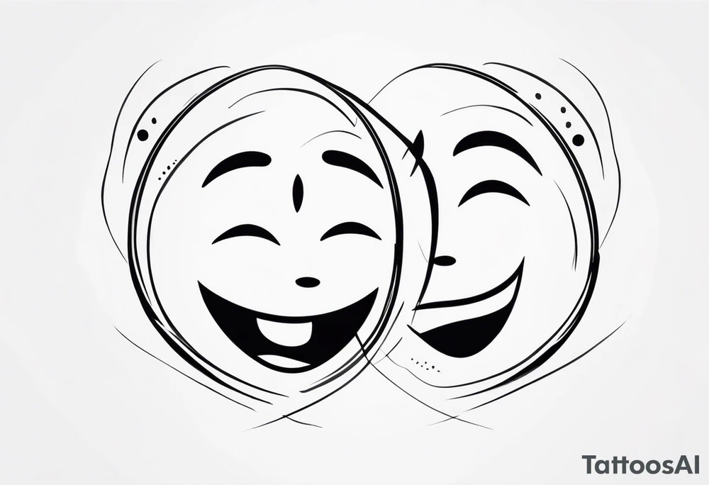 happy and sad face fighting each other tattoo idea