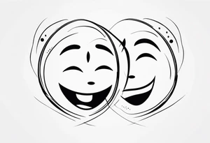 happy and sad face fighting each other tattoo idea