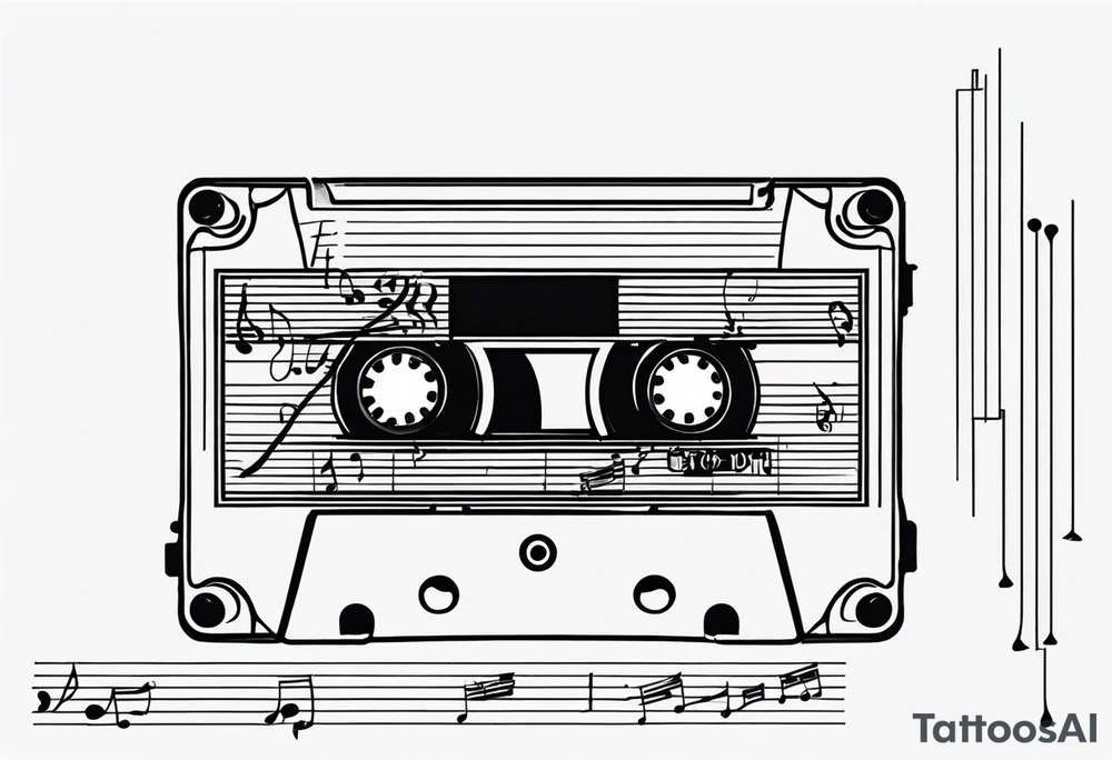 Retro cassette with notes. tattoo idea