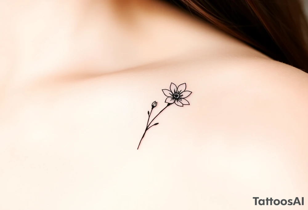 Small Cosmos narcissus chrysanthemum fine line bouquet tattoo idea