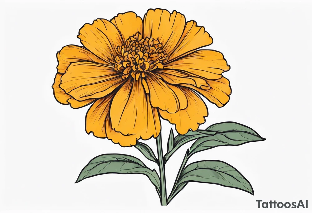 Marigold flower with stem tattoo idea