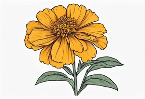 Marigold flower with stem tattoo idea