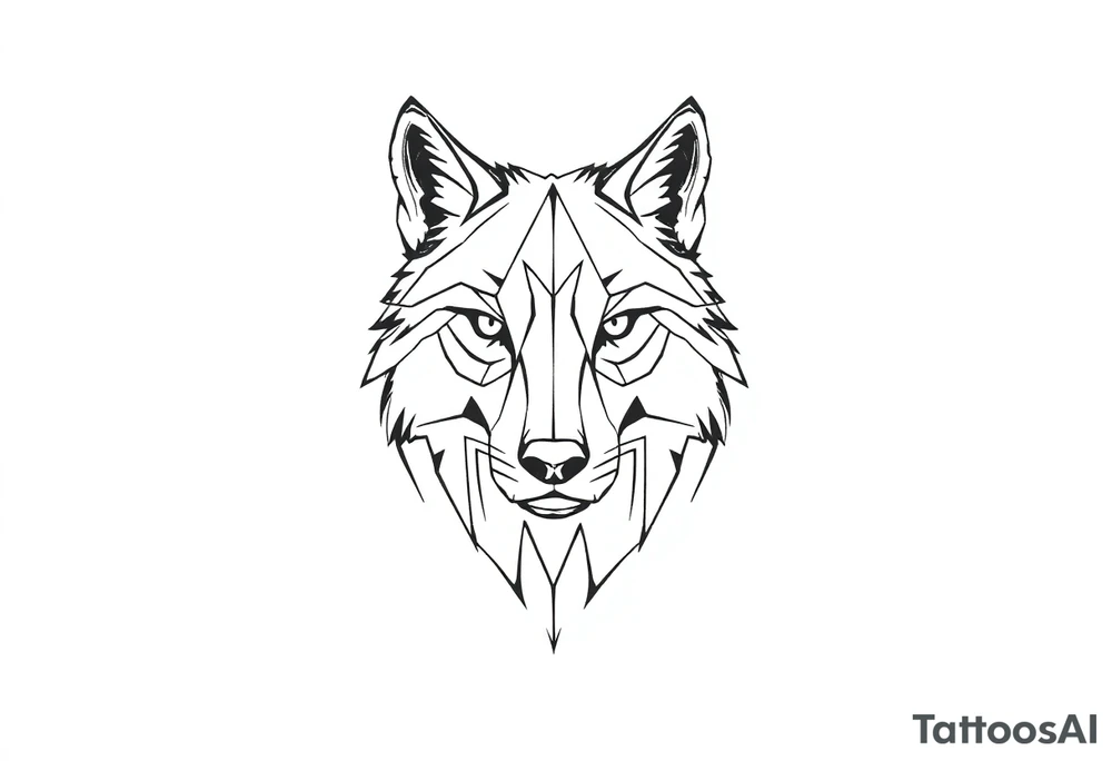 Geometric friendly wolffront tattoo idea