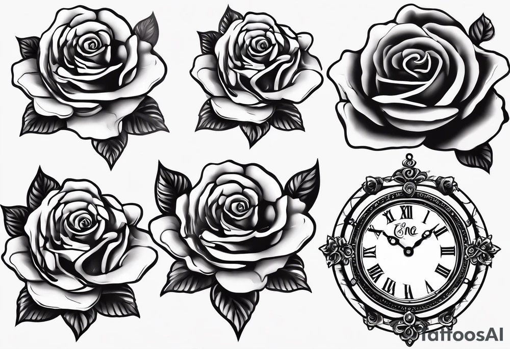 eine Taschenuhr mit kette und einer einer Rose tattoo idea