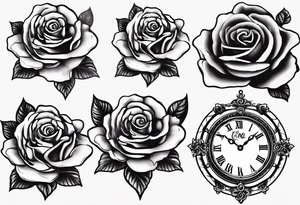 eine Taschenuhr mit kette und einer einer Rose tattoo idea