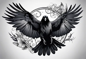 raven fighting a  bird tattoo idea