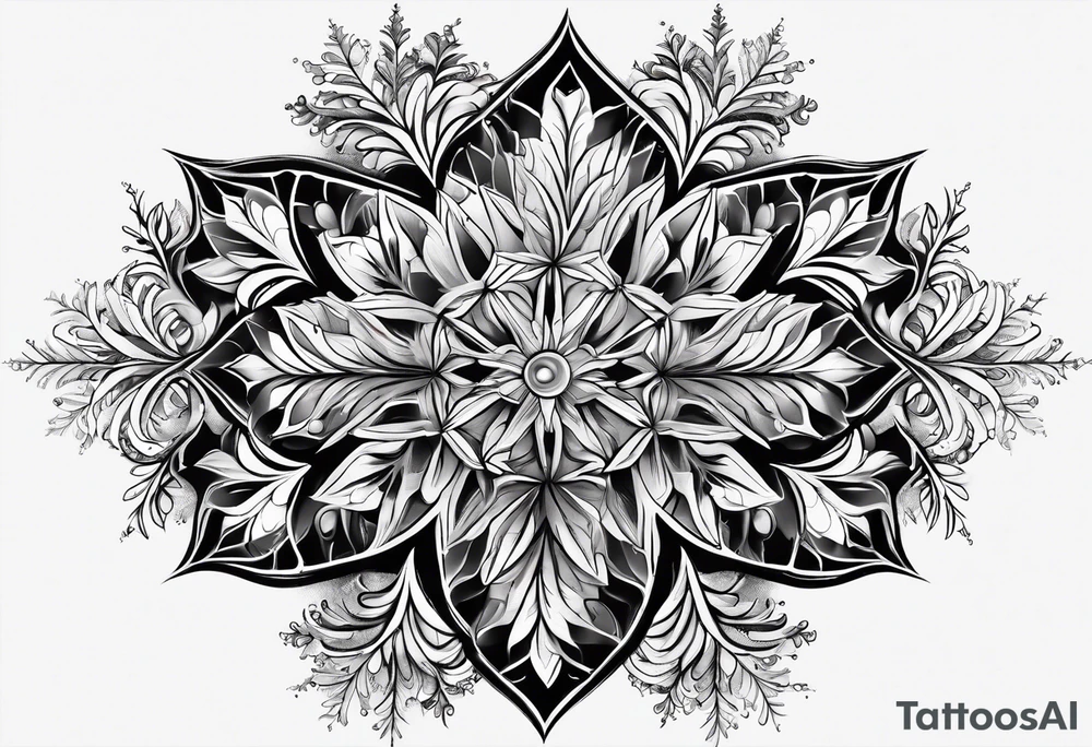Branched crystaline fractal snowflake not flower tattoo idea