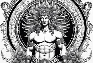 apollo
god of the sun 
with his bow
upper body tattoo idea