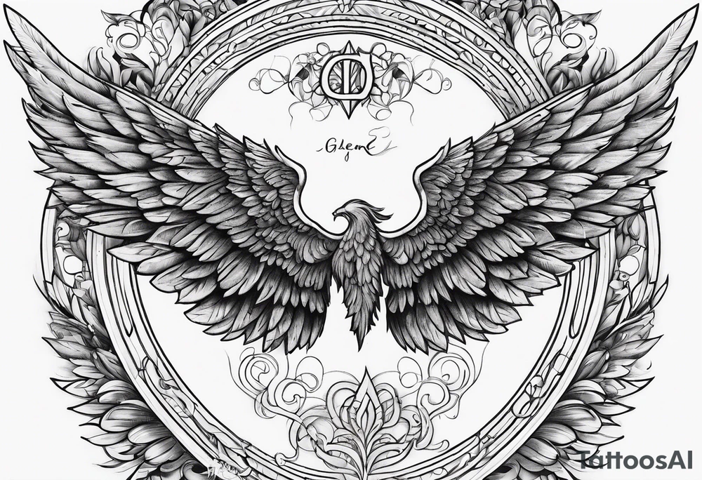 Angel Wings with the word Glenn in the middle tattoo idea