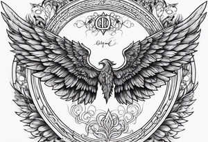 Angel Wings with the word Glenn in the middle tattoo idea