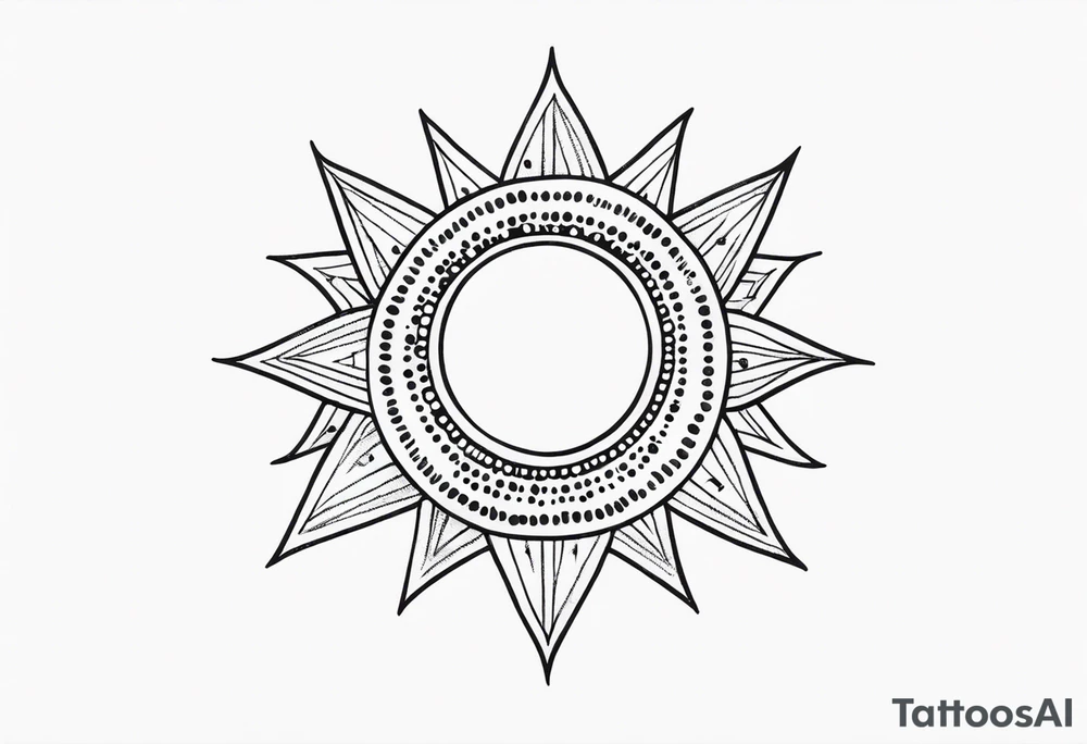 Simplistic sun made of black dots tattoo idea