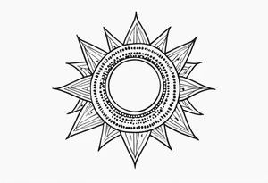 Simplistic sun made of black dots tattoo idea