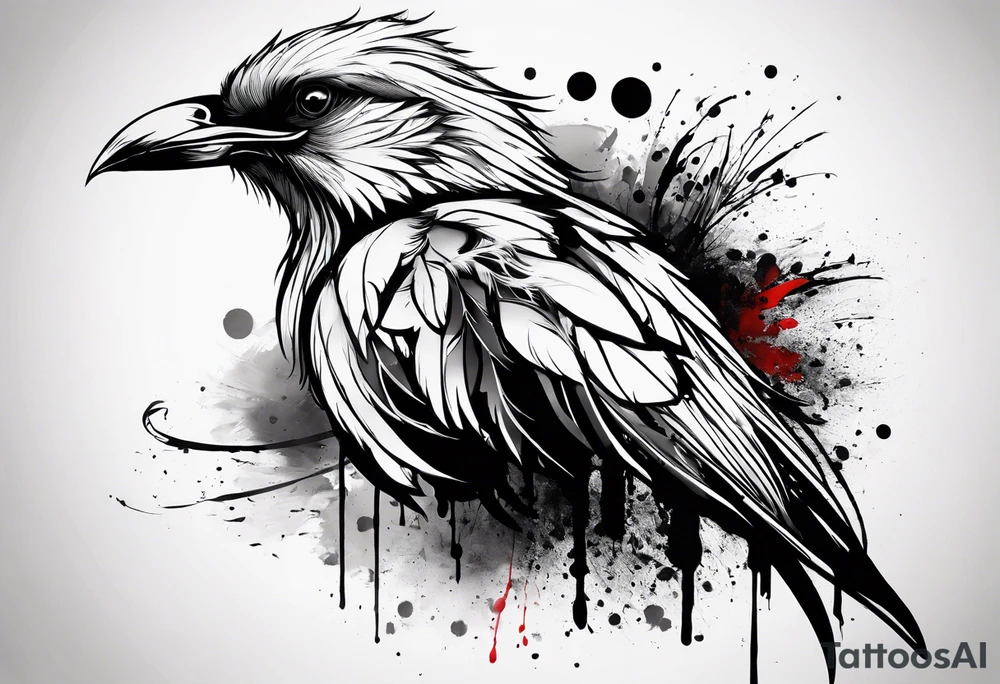 Feather turning into birds trash polka tattoo idea