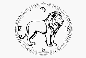 A tattoo in delicate style, so gentle. The symbol zodiac sign, Leo. The sketch should include fire, something delicate like that, and the numbers 7 and 8. With no lion. tattoo idea